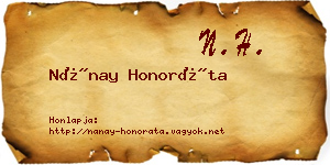 Nánay Honoráta névjegykártya